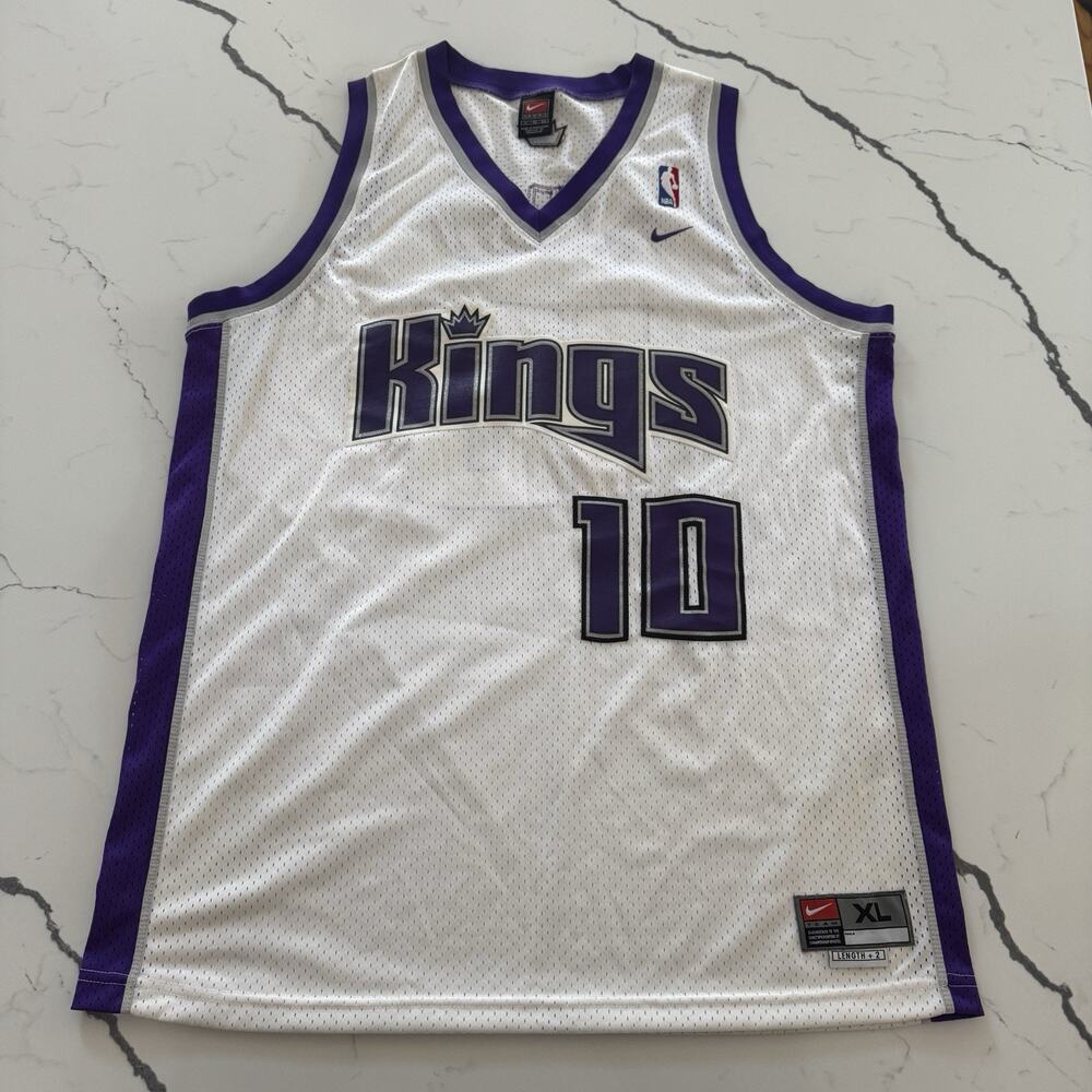 Vintage Nike Mike Bibby Sacramento Kings #10 NBA Jersey XL +2 White Sewn